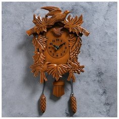 Часы настенные, серия: Маятник, с кукушкой "Лесные жители", 38х20 см 487364 Сима ленд