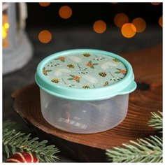 Доляна Контейнер пищевой Доляна «Шишки», 150 мл, круглый, цвет зелёный