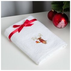 Этель Полотенце подарочное Этель "Олень с подарком" 50*90 см, 100% хл, 340 гр/м2
