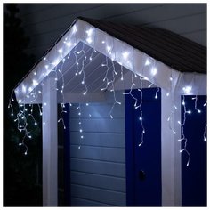 Luazon Lighting Гирлянда "Бахрома" 3 х 0.6 м , IP44, УМС, прозрачная нить, 160 LED, свечение белое, 220 В