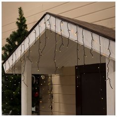 Luazon Lighting Гирлянда "Бахрома" 3 х 0.6 м , IP44, УМС, тёмная нить, 160 LED, свечение жёлтое, 220 В