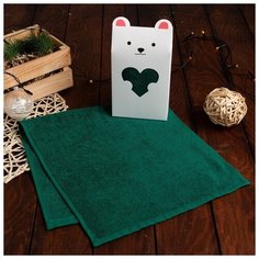 Экономь и Я Полотенце подарочное Экономь и Я "Мишка" 30*60 см, цв. изумрудный, 100% хл, 320 г/м2