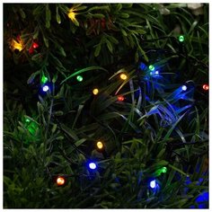 Luazon Lighting Гирлянда "Нить" 5 м, IP44, тёмная нить, 50 LED, свечение мульти, 2 режима, солнечная батарея
