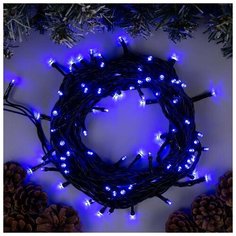 Luazon Lighting Гирлянда "Нить" 10 м , IP44, тёмная нить, 100 LED, свечение синее, 8 режимов, 220 В