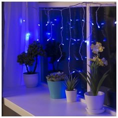 Luazon Lighting Гирлянда "Бахрома" 3 х 0.5 м , IP20, прозрачная нить, 80 LED, свечение синее, 8 режимов, 220 В