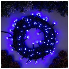 Luazon Lighting Гирлянда "Нить" 20 м , IP20, тёмная нить, 200 LED, свечение синее, 8 режимов, 220 В
