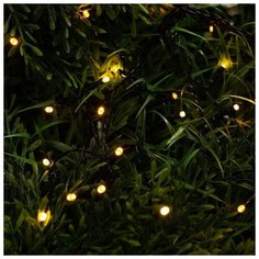 Luazon Lighting Гирлянда "Нить" 5 м, IP44, тёмная нить, 50 LED, свечение жёлтое/тёплое белое, 2 режима, солнечная батарея