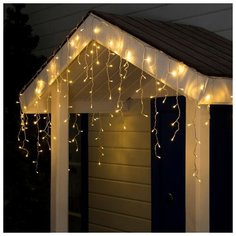 Luazon Lighting Гирлянда "Бахрома" 3 х 0.6 м , IP44, прозрачная нить, 160 LED, свечение тёплое белое, 220 В