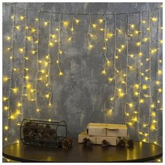 Luazon Lighting Гирлянда "Бахрома- арка" 1 х 1 м , IP20, прозрачная нить, 126 LED, свечение тёплое белое, 8 режимов, 220 В