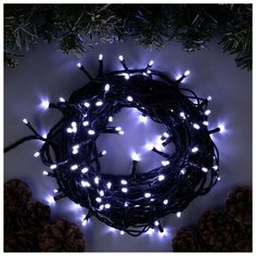 Luazon Lighting Гирлянда "Нить" 10 м , IP44, тёмная нить, 100 LED, свечение белое, 8 режимов, 220 В