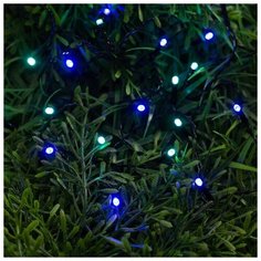 Luazon Lighting Гирлянда "Нить" 5 м, IP44, тёмная нить, 50 LED, свечение синее/акавамарин, 2 режима, солнечная батарея