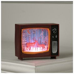 Luazon Lighting Фигура светодиодная "Телевизор вишневый, с Оленями", 4х10х8 см, от бат. 3хLR44, RGB