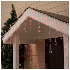 Luazon Lighting Гирлянда "Бахрома" 3 х 0.6 м , IP44, УМС, прозрачная нить, 160 LED, свечение красное, 220 В