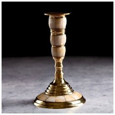 Подсвечник на 1 свечу "Мрамор" латунь 14 см 699714 Сима ленд