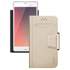 Чехол-подставка Deppa Wallet Fold M для смартфонов 4.3-5.5, золотой