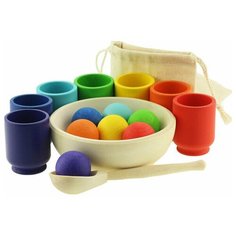 Сортер Уланик Шарики и ступки мини "Радуга" 7 цветов стаканчики 5см Ulanik