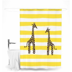Шторка для ванной Сирень "Графичные жирафы"