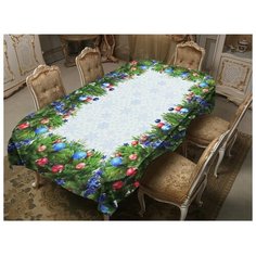 Скатерть Тамитекс Новогодняя, 220х150 см, зеленый/синий