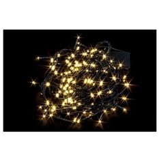 Новогодняя гирлянда светодиодная нить Christmas Light на елку или для декора, 10 м, темный провод, теплый белый