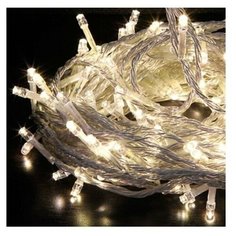 Новогодняя гирлянда светодиодная нить Christmas Light на елку или для декора, 21 м, прозрачный провод, теплый белый