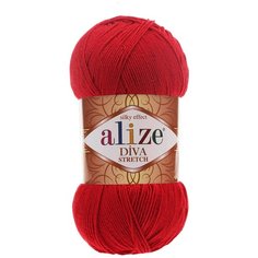 Пряжа ALIZE Diva stretch 100гр. 400м. (92% микроакрил, 8%эластик) (106 красный)