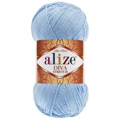 Пряжа ALIZE Diva stretch 100гр. 400м. (92% микроакрил, 8%эластик) (350 голубой)