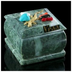 Шкатулка "Урал", змеевик, с декоративным камнем, 6,5х6,5х5,5 см 3717899 Сима ленд