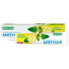 Весна Зубная паста «Мятная», лимон + отбеливание, в упаковке, 100 г
