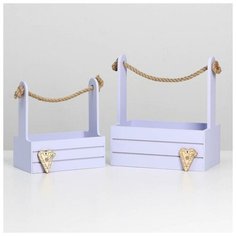 Дарите Счастье Набор кашпо 2 в 1 с шильдиком "Новогодний элемент", 25х15х30, 21х12х23 см