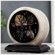 Соляной светильник "Листья" E14 15Вт диммер бел. соль 1,5-2 кг 13х8х15 см 7042903 Сима ленд