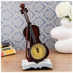 Часы настольные "Скрипка", дискретный ход, 33 х 15 см, d=8 см 4497375 Сима ленд