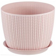 Кашпо "Idea" Вязание D155мм/1,9л Чайная роза с поддоном