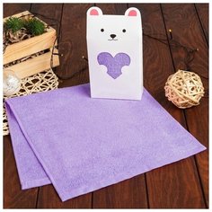 Экономь и Я Полотенце подарочное Экономь и Я "Мишка" 30*60 см, цв. сиреневый, 100% хл, 320 г/м2