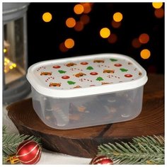 Доляна Контейнер пищевой Доляна «Тигры на белом», 500 мл, прямоугольный, цвет белый