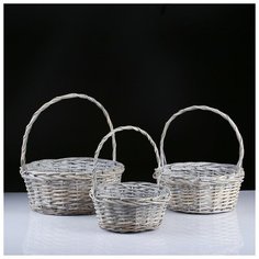 Набор корзин плетеных (ива), 36x36x14x37CM/30x30x12.5x32CM/25x25x11x28CM 1862935 Сима ленд