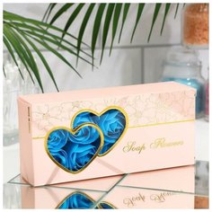 Набор мыльных роз синих 10шт в коробке. Сима ленд