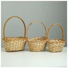 Набор корзин плетеных из 3- х Big D27 h13 H38; D 21 h12 H 34; D17 h11 H 3 смБамбук, кукуруза) 6772362 Сима ленд