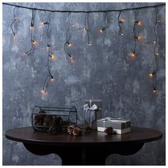 Luazon Lighting Гирлянда "Бахрома" 1.8 х 0.5 м , IP20, тёмная нить, 48 LED, свечение жёлтое, 8 режимов, 220 В