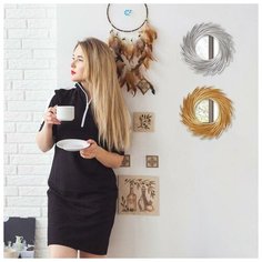 Зеркало наст пласт круг солнышко d11/24см б/увел сост серебр к/кор QF 5245397 Queen Fair