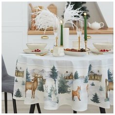 Этель Скатерть Этель "Forest animals" d=150см +/-3см с гмво, 100%хл, саржа 190 гр/м2