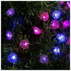 Luazon Lighting Гирлянда "Нить" 4.5 м с насадками "Сердца", IP44, тёмная нить, 30 LED, свечение синее/фиолетовое/розовое, 2 режима, солнечная батарея