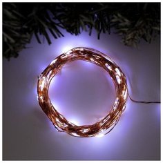 Luazon Lighting Гирлянда "Нить" 10 м роса, IP20, медная нить, 100 LED, свечение белое, фиксинг, 12 В