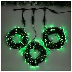 Luazon Lighting Гирлянда "Клип- лайт" 3 нити по 20 м , IP44, УМС, тёмная нить, 399 LED, свечение зелёное, 8 режимов, 24 В