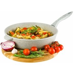 Сковорода глубокая 28 см Elan Gallery гармония вкуса Серый агат без крышки несъёмная ручка