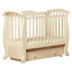 БИ 555.2 "Магнолия" кроватка маятниковая поперечная с декором №019 (слоновая кость) ЛЕЛЬ (Кубаньлесстрой)