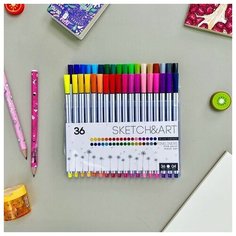 Набор скетч - линеров "SKETCH&ART" в пвх кармане 0.4 ММ, 48 цветов Bruno Visconti