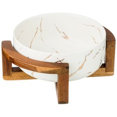 Салатник на деревянной подставке коллекция золотой мрамор цвет: WHITE 23*19*10 см Lefard 412-143