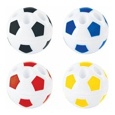 Точилка ручная пластиковая Пифагор "Мяч" (1 отверстие, с контейнером, подставка для 4-х карандашей) 12шт. (228443)