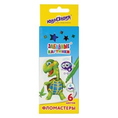 Набор фломастеров 6 цветов Юнландия "Забавные картинки" (линия 1мм, вентилируемый колпачок) картон.уп., 12 уп. (151677)