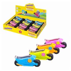 Точилка ручная пластиковая Юнландия "Мотоцикл Юнландика" (1 отверстие, с контейнером) цветная, 12шт. (228469)